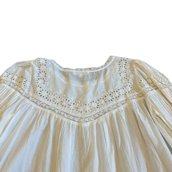 LoveShackFancy Badyn Blouse Shirt Button-Down Long Sleeve Boho White Size Large - Picture 10 of 15